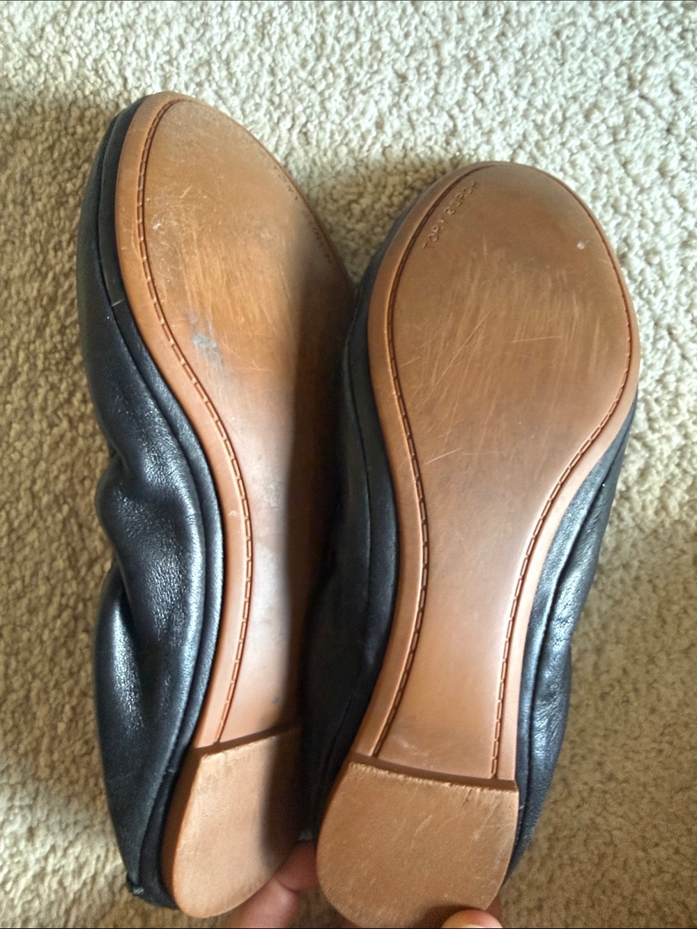 Tory Burch Black Leather Ballet Flats - Picture 3 of 5